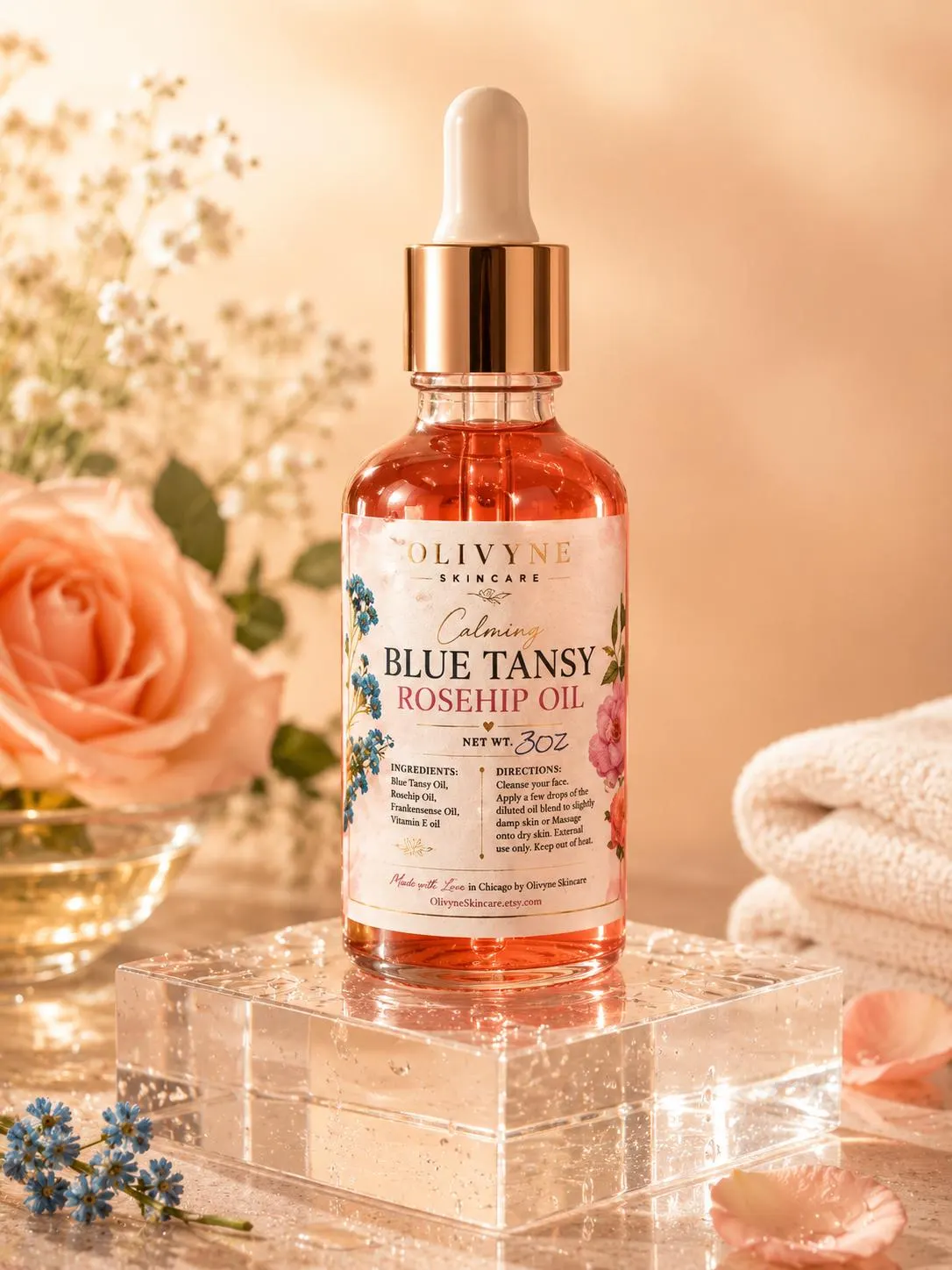 Calming Blue Tansy Rosehip Face Oil
